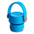 The Hydro Flask Standard Mouth Flex Cap is bright blue with a matching handle, silver metal side accents, and a ridged screw base for secure attachment.