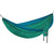 DoubleNest hammock, green and teal map-style print with dark edge and hanging loops
