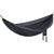 The Eagles Nest Outfitters SingleNest Hammock, shown empty against a plain white background, features black nylon fabric, sturdy carabiners at both ends, and a small attached storage pouch—ideal for your next outdoor adventure.
