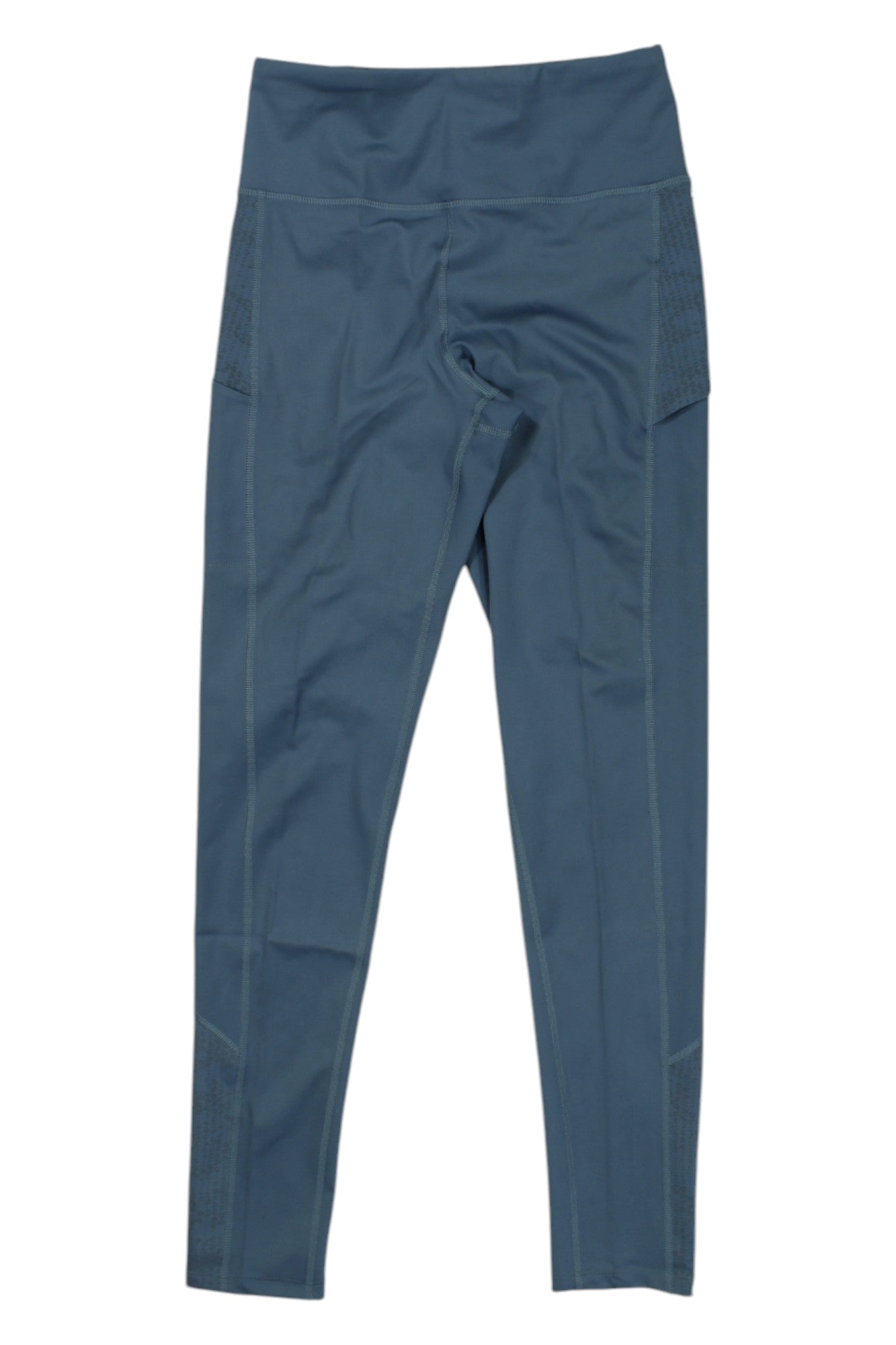 The GoLite Womens ReBound Legging is a blue, high-waisted activewear legging for women with side pockets, visible stitching, and moisture-wicking fabric, shown laid flat on a white background. Designed for comfort and a fitted look during workouts.