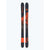 Backcountry skis pair with dark bases and orange-red graphic, twin tips, 182cm