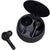 Outdoor Tech Ravens Wireless Earbuds shown with one earbud inside and one outside the smooth black, round charging case. The earbuds display the logo and offer up to 40 hours of battery life.