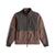 The Topo Designs Women's Subalpine Fleece - Peppercorn Charcoal is a brown and dark gray zip-up jacket with two side zip pockets, a chest pocket, stand-up collar, and reinforced panels—crafted from recycled materials for outdoor adventures.