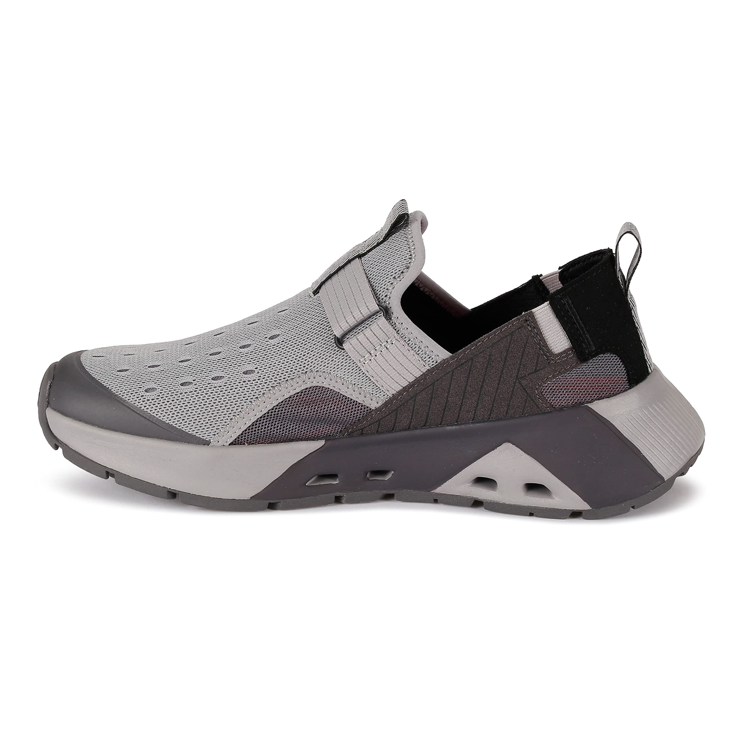 Side view of Spyder Rafter Men's Casual Shoes in Mid Grey, size 12—features a perforated upper, textured sole, and heel pull tab; stylish and comfortable option for everyday wear.
