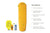 The Nemo Tensor Trail Mummy Sleeping Pad in yellow is shown with numbered features, a storage sack, pump sack, and a water bottle for scale. Key features and descriptions are listed to the right of the pad.