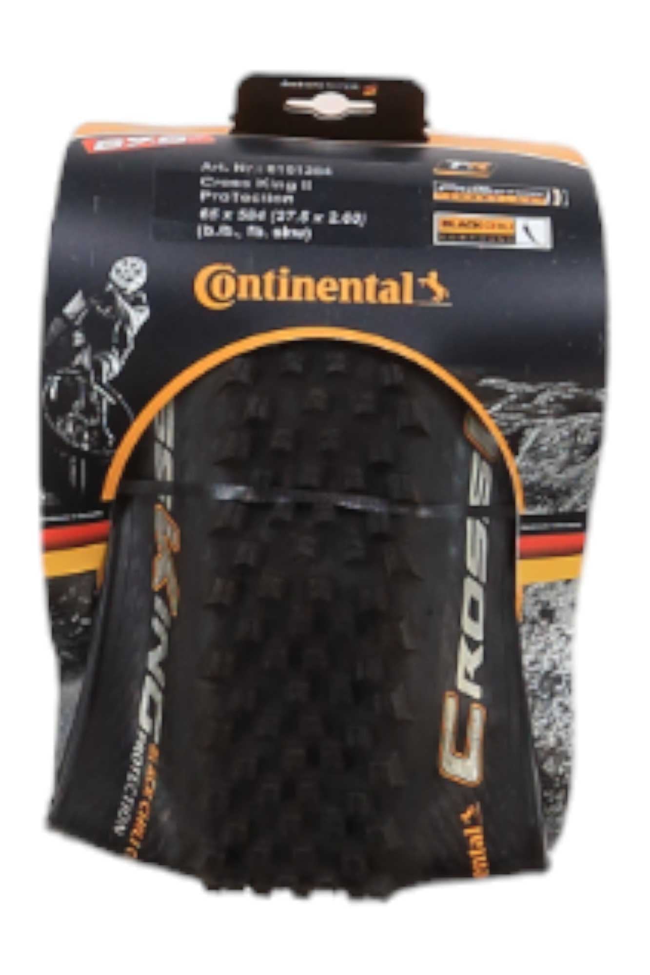 Black bicycle tire bag with orange edge and Continental branding