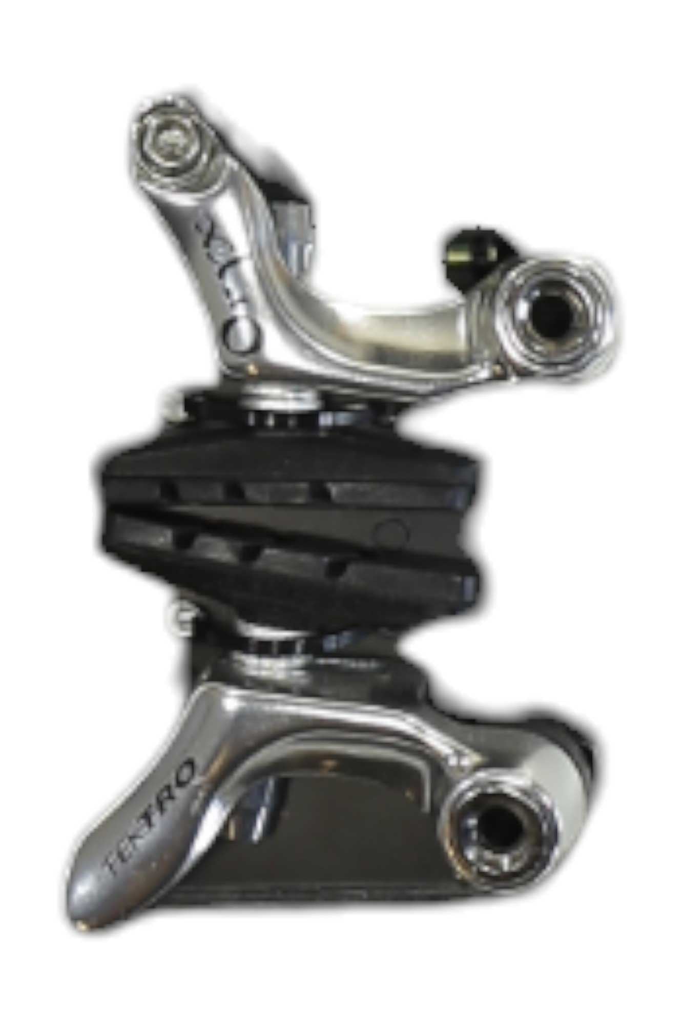 Close-up image of the Tektro Oryx Front or Rear Cantilever Brake with Standard Pad in silver and black, featuring visible bolts and curved metal arms, on a white background.