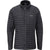 The Rab Men's Cirrus Flex 2.0 Jacket is black and lightweight, featuring PrimaLoft Silver Luxe insulation, a Pertex Quantum shell, front zipper, stand-up collar, horizontal stitching, and the Rab logo on the left chest.