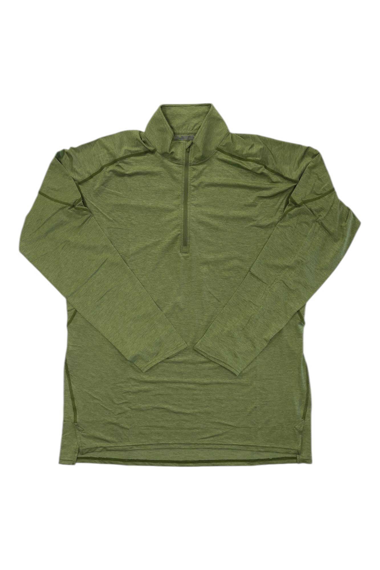 Men's baja sun shirt, olive green quarter-zip pullover with long sleeves