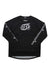 Men's black long-sleeve cycling jersey with white logo and sleeve graphics