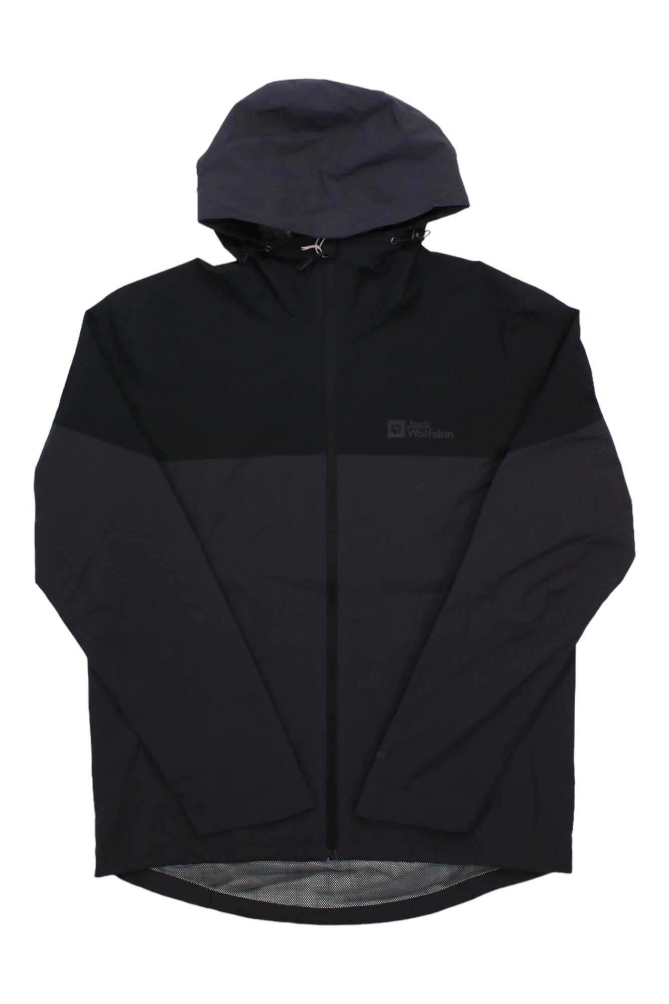 Jack Wolfskin men's Weiltal 2L hooded jacket, dark gray, full zip front
