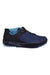 The Endura Mens MT500 Burner Flat Shoe is a navy blue athletic shoe with black and light blue accents, light blue laces, ENDURA branding on the side, and a StickyFoot Rubber sole for superior grip—ideal for mountain bike flat pedal riding.