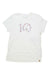 Women's crewneck T-shirt, white heather, short sleeves, sparkly number graphic
