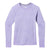 The Smartwool Womens Intraknit Active Base Layer LS Top is a lavender long-sleeve shirt with a subtle leaf pattern and crew neckline, shown against a white background.