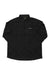 The Eddie Bauer First Ascent Men's High Route Grid Air HZ Top is a black long-sleeve hiking top with a quarter-zip, small left chest logo, and lightweight textured fabric that wicks moisture for comfort on the trail.