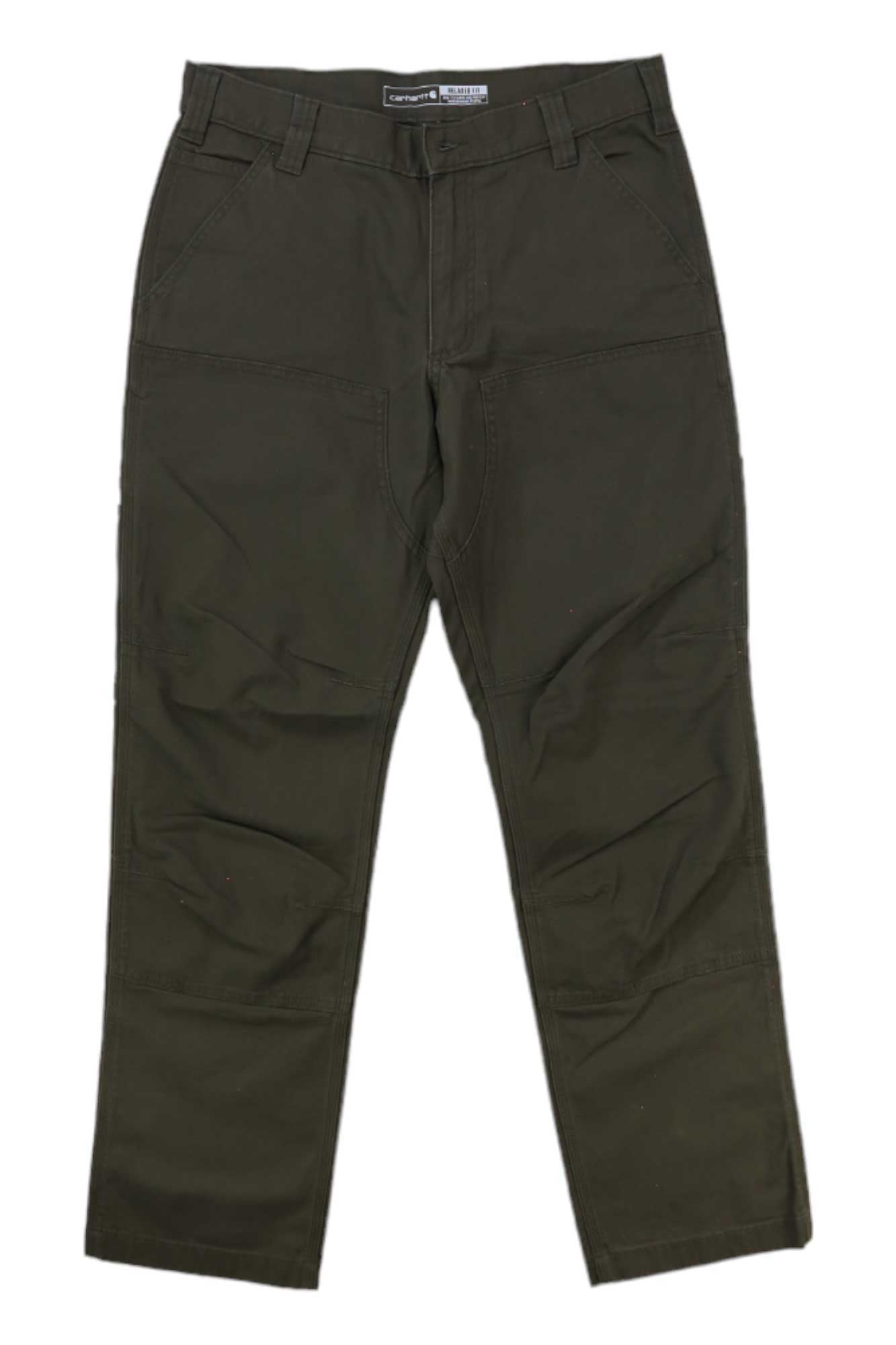 Carhartt relaxed utility pants, moss green canvas, double-front with knee and cargo pockets