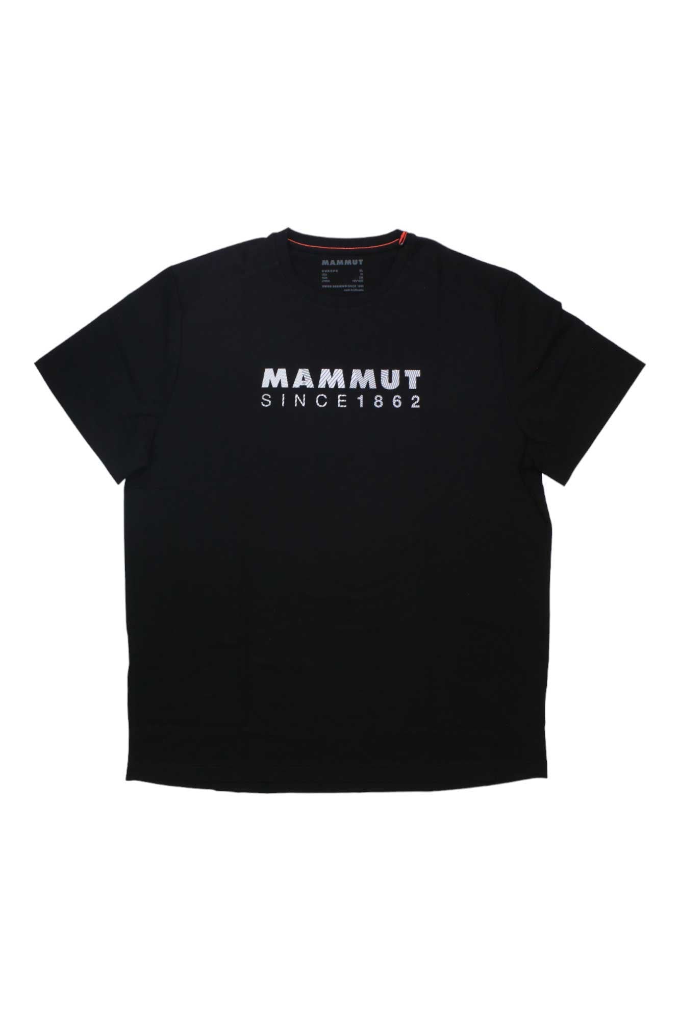 Black Mammut crew-neck T-shirt with short sleeves and large chest logo print