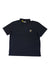 A black Carhartt Mens Contractors Work Pocket Polo T-Shirt with short sleeves, a collar, buttons, and a small square logo patch on the left chest is laid flat on a white background.