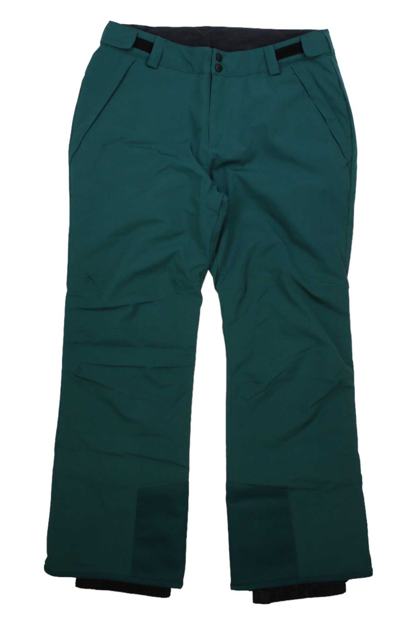Spyder Womens Section Pant in dark green, featuring front pockets, belt loops, and button closure—laid flat on a white background. Perfect insulated snowboarding pants for winter adventures.