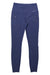 The Eddie Bauer Motion Womens High Rise Trail Tight Legging in navy blue features UPF 50+ sun protection, two zippered side pockets, and is shown flat on a white background.