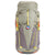 The Big Agnes Parkview 63L Backpack is gray and yellow with orange accents, a front logo patch, hip belt, contoured shoulder straps, top lid, multiple straps, and side pockets—ideal for outdoor adventures.