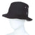 The Moosejaw Ice Cream Soup Reversible Sun Hat, a plain black UPF 50+ bucket hat with a wide brim, is shown on a white mannequin head against a white background.