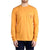 A person wearing the Moosejaw Men's Fearsome Critter LS Pocket Tee, a long-sleeve orange shirt with a red chest pocket graphic, stands with arms relaxed by their sides against a plain white background.