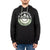 Men's black pullover hoodie with large mountain logo graphic and front pocket