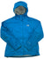A vibrant blue Columbia Womens Venture Jacket made from recycled materials, featuring a hood, front zipper, and Columbia logo on the chest. The waterproof, breathable jacket is laid flat on a white surface.