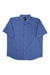 Men's short-sleeve button-down shirt, blue, chest pocket, button placket, fold-over collar