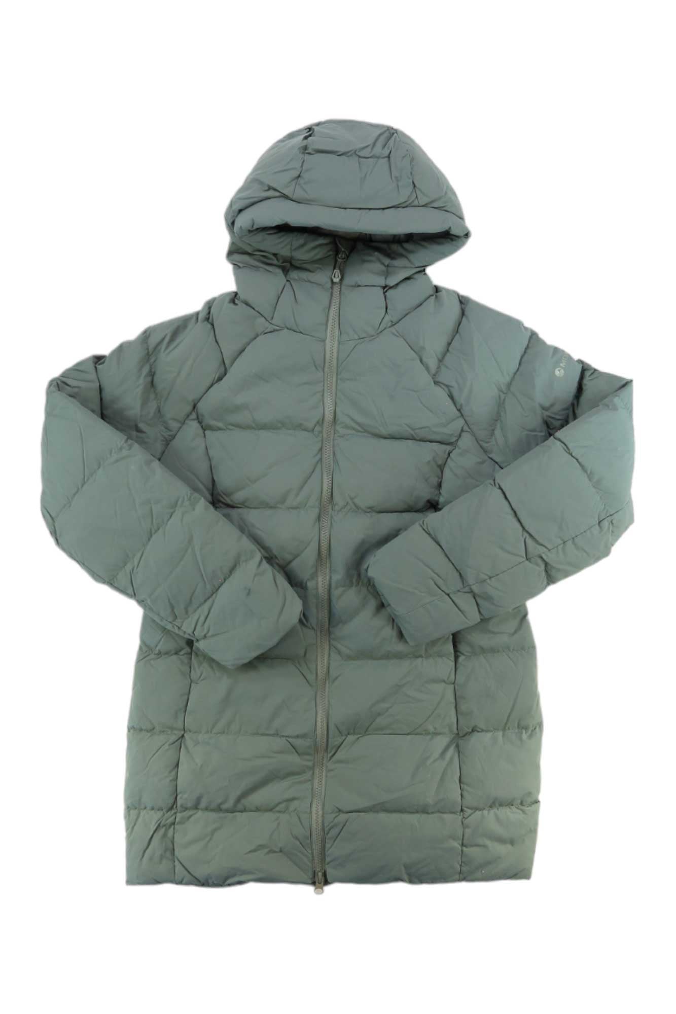 Women’s Tundra puffer hoodie with full zip and attached hood, green