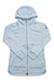 The Burton Womens Minxy Full Zip Fleece Jacket in light blue features long sleeves and a hood, shown laid flat on a white background.