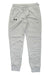 Boys' fleece jogger pants, light gray with elastic drawstring waist and logo on leg