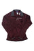Women's zip-up fleece jacket, maroon with dark gray trim and stand collar.