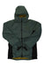 The Arc'teryx Men's Atom Hoody—a green, insulated midlayer—features a front zipper, yellow lining, black side panels, and long sleeves. Shown laid flat on a white background, this versatile jacket uses Coreloft Compact insulation to provide lightweight warmth, embodying the signature design of Arc'teryx.