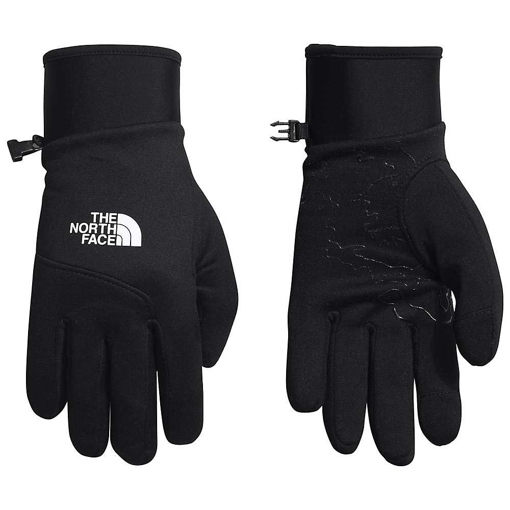 Men's black winter gloves with The North Face logo, ribbed cuffs, textured palm, five fingers