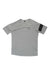 The Rapha Men's Trail Technical T-Shirt in light gray features breathable, sweat-wicking fabric, a small Rapha logo on the chest, and a black rectangular patch on the left sleeve, shown laid flat on a white background.