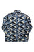 The Billabong Womens Boundary Mock 3 Jacket is a long-sleeve fleece pullover with a half-zip front and a bold geometric pattern in blue, black, and white angular shapes for a modern look.