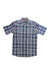 The Orvis Mens Tech Plaid SS Workshirt is a short-sleeve, button-up shirt in blue and white plaid, featuring two chest pockets and a collar, displayed flat against a white background.
