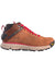 The Danner Women's Trail 2650 Mid Waterproof Shoe is a brown hiking shoe with red laces, black and beige Vibram outsole, mesh side panel, Gore-Tex branding, and reinforced heel/toe for rugged outdoor adventures.