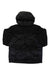 A Marmot Mens 03 Plasma Parka in black, featuring a hood, full front zipper, quilted design, and made from recycled nylon, is laid flat on a white background.