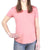Women’s pink short-sleeve crewneck pocket t-shirt with curved hem
