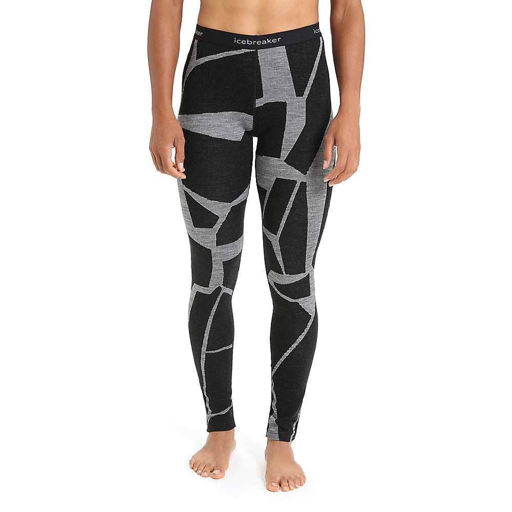 Icebreaker women's black and gray fractured landscape leggings, full-length