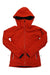 Women’s hooded red zip-up jacket with side pockets and drawcord hem