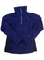 The Womens Glacial Fleece III 1/2 Zip is a long-sleeved, dark blue Columbia pullover with a high collar and light blue half-zipper, perfect as a microfleece jacket for cold weather, displayed flat on a white background.