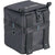 The Helinox Storage Box is a black, box-shaped outdoor organizer made from recycled polyester, featuring a flap lid, buckle closure, side snap buttons, reinforced stitching, and webbing straps for secure attachment or carrying.