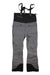 Women’s half-bib snow pants, frost grey with black bib and shoulder straps