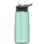 The CamelBak Eddy+ 32oz Bottle is a translucent green bottle featuring a black flip-top lid and integrated straw, standing upright against a white background. Its leak-proof design keeps drinks secure on the go.