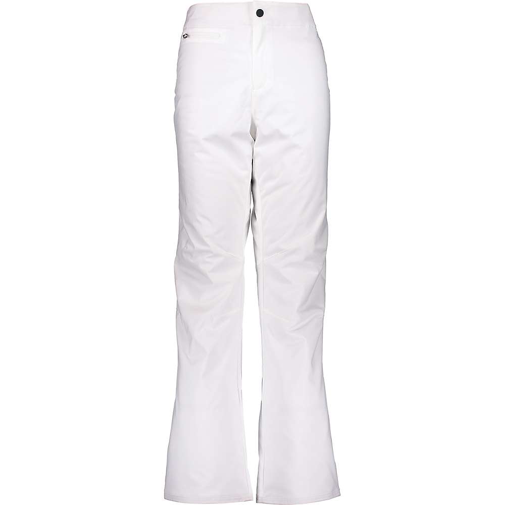The Obermeyer Womens Sugarbush Stretch Pant features a high waist, straight-leg fit, single button and zipper closure, and a small right zippered pocket. These insulated ski pants provide a clean, minimalist look inspired by classic design.
