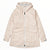 Women's light beige hooded zip jacket with chest pockets and adjustable cuffs
